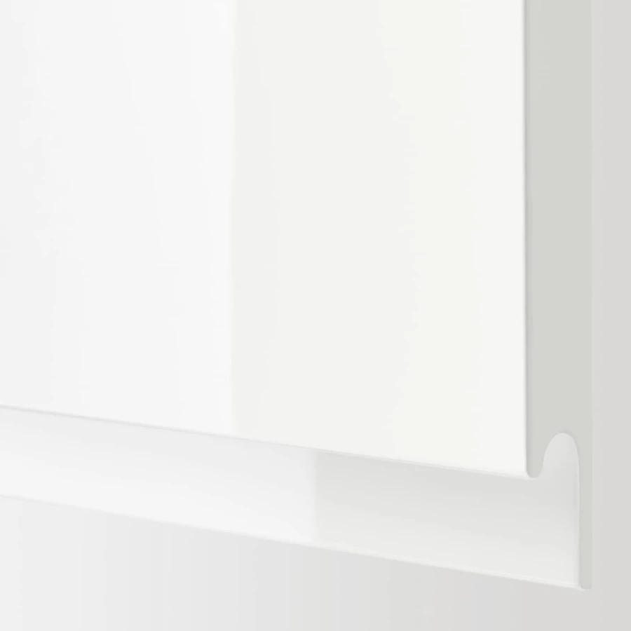 Кухонный шкаф-пенал - IKEA METOD/МЕТОД ИКЕА, 220х60х60 см, белый глянцевый (изображение №2)
