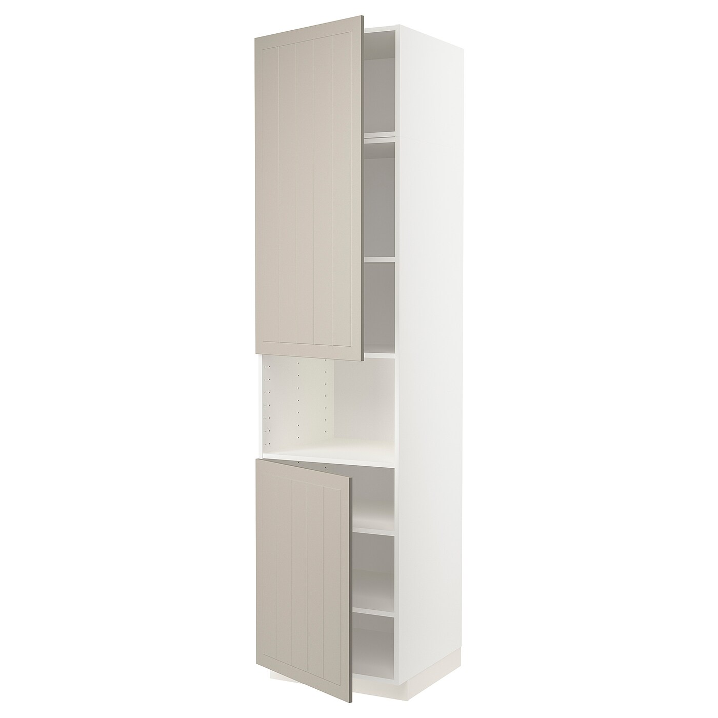 Высокий кухонный шкаф с полками - IKEA METOD/МЕТОД ИКЕА, 240х60х60 см, белый/бежевый