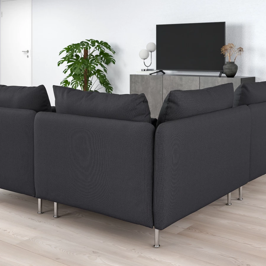 4-местный угловой диван - IKEA SÖDERHAMN/SODERHAMN, 99x192/291см, черный, СЕДЕРХАМН ИКЕА (изображение №3)