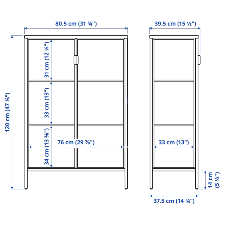 Шкаф со стеклянными дверцами  - RUDSTA IKEA/ РУДСТА ИКЕА, 80x37x120 см, черный/прозрачный (изображение №7)