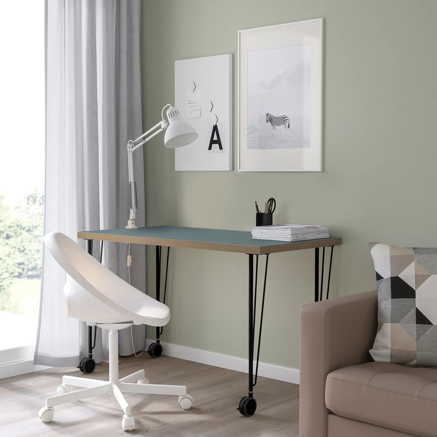 Письменный стол - IKEA LAGKAPTEN, 120х60 см, серый/черный, ЛАГКАПТЕН ИКЕА (изображение №4)