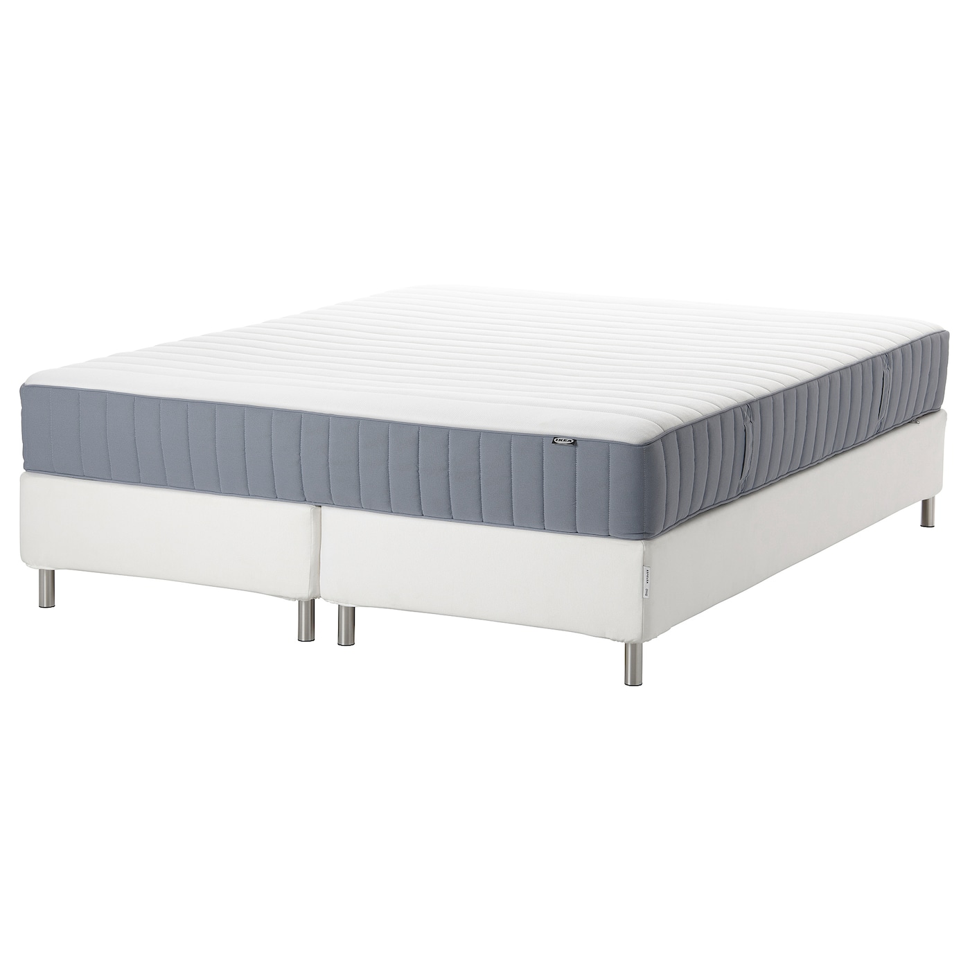 Континентальная кровать - IKEA ESPEVÄR/VALEVÅG/ESPEVAR/VALEVAG, 200х180 см, жесткий матрас, белый, ЭСПЕВАР/ВАЛЕВОГ ИКЕА