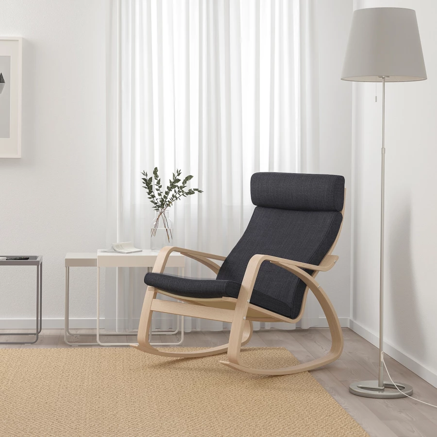Кресло-качалка - IKEA POÄNG/POANG/ПОЭНГ ИКЕА, 68х94х95 см, темно-серый (изображение №2)