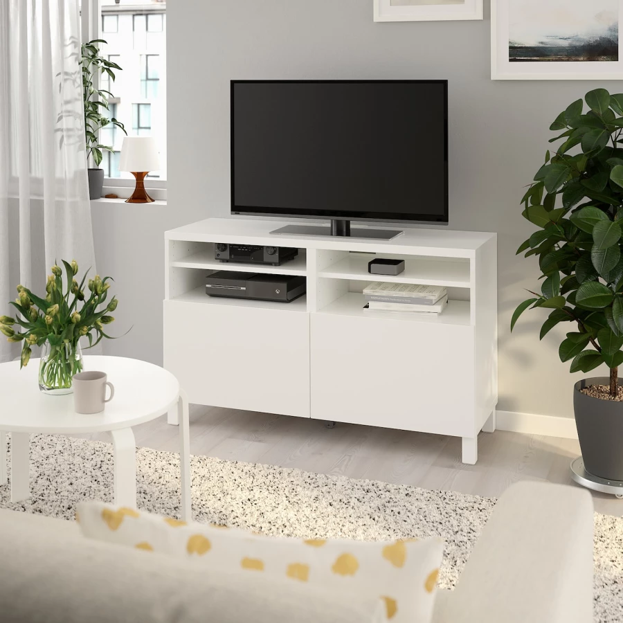 Тумба под ТВ - IKEA BESTÅ/BESTA, 120x40x74 см, белый, Бесто ИКЕА (изображение №3)