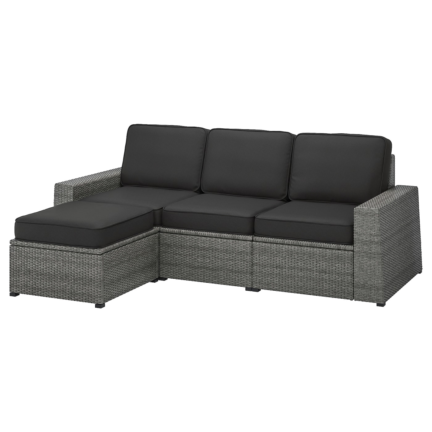 3-местный модульный диван - IKEA SOLLERÖN, 88x144x223см, темно-серый/черный, СОЛЛЕРОН ИКЕА