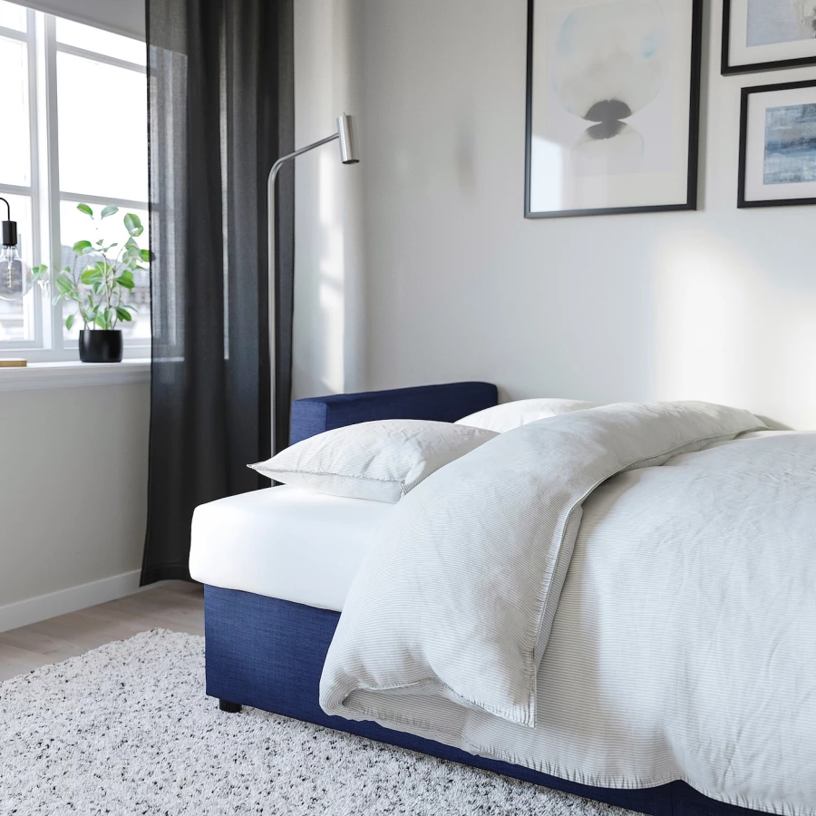 3-местный диван-кровать - IKEA FRIHETEN, 83x105x225см, синий, ФРИХЕТЭН ИКЕА (изображение №10)