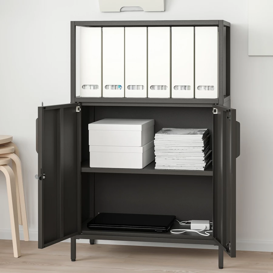 Шкаф - TROTTEN IKEA/ ТРОТТЕН ИКЕА,  173х140 см, черный (изображение №3)