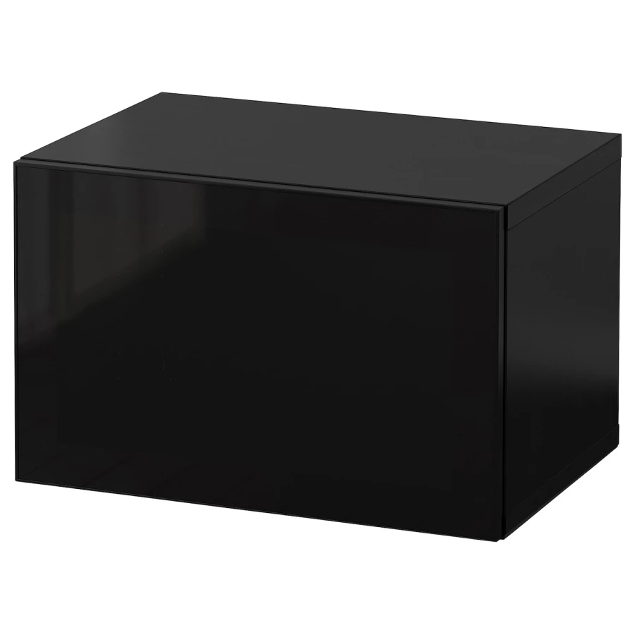 Комбинация навесного шкафа - IKEA BESTÅ/BESTA/БЕСТО ИКЕА, 38х42х60 см, черный глянцевый (изображение №1)