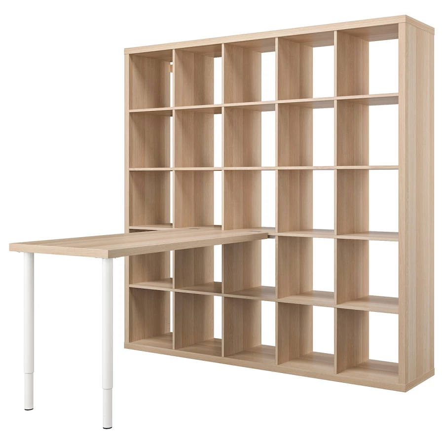 Письменный стол и стеллаж - IKEA KALLAX/LAGKAPTEN, 120х60 см, 182х39х182 см, под беленый дуб/белый, КАЛЛАКС/ЛАГКАПТЕН ИКЕА (изображение №1)