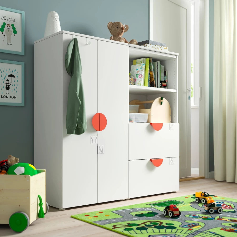 Шкаф детский - IKEA SMÅSTAD/SMASTAD, 120x42x123 см, белый, СМОСТАД ИКЕА (изображение №2)