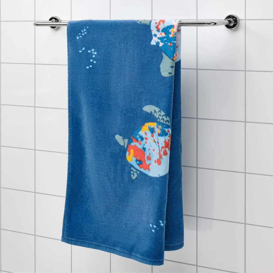 Банное полотенце - IKEA BLÅVINGAD/BLAVINGAD, 140х70 см, синий/с рисунком, БЛОВИНГАД ИКЕА (изображение №3)