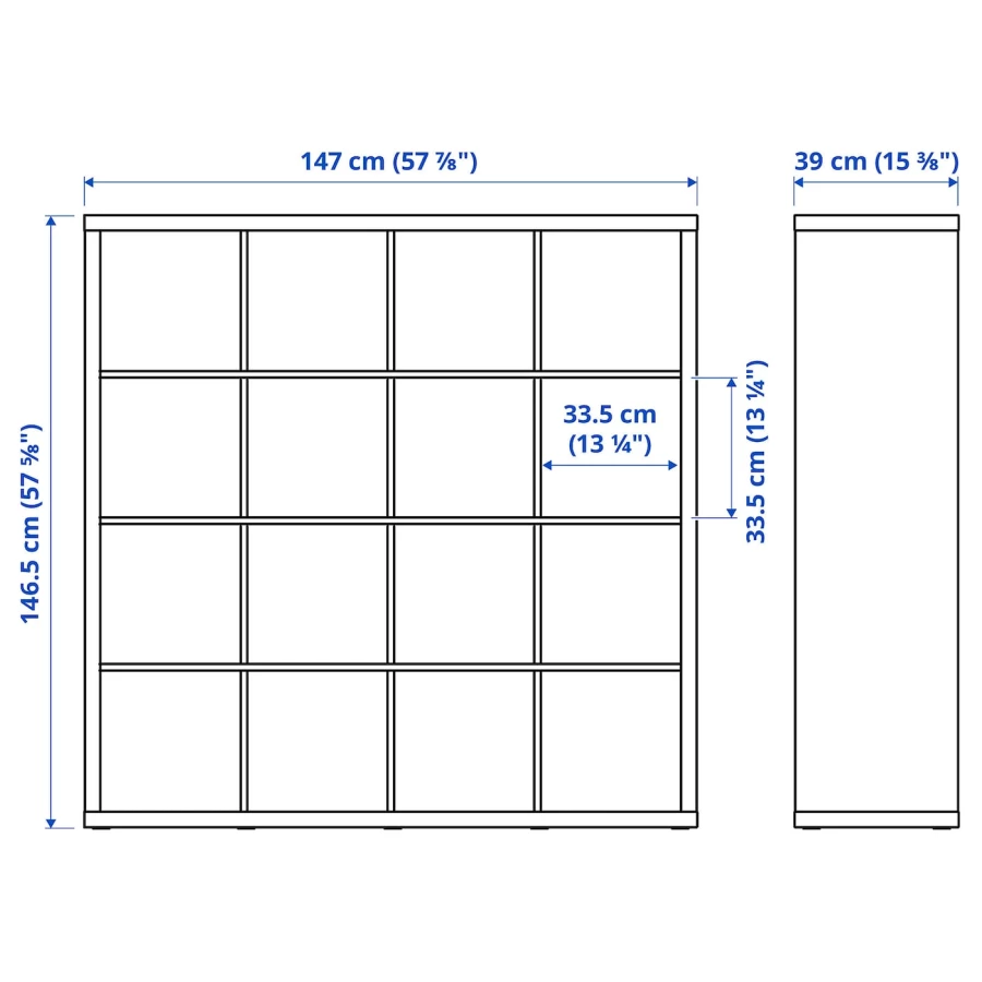 Книжный шкаф - IKEA KALLAX, 147х39х147 см, белый, КАЛЛАКС ИКЕА (изображение №6)