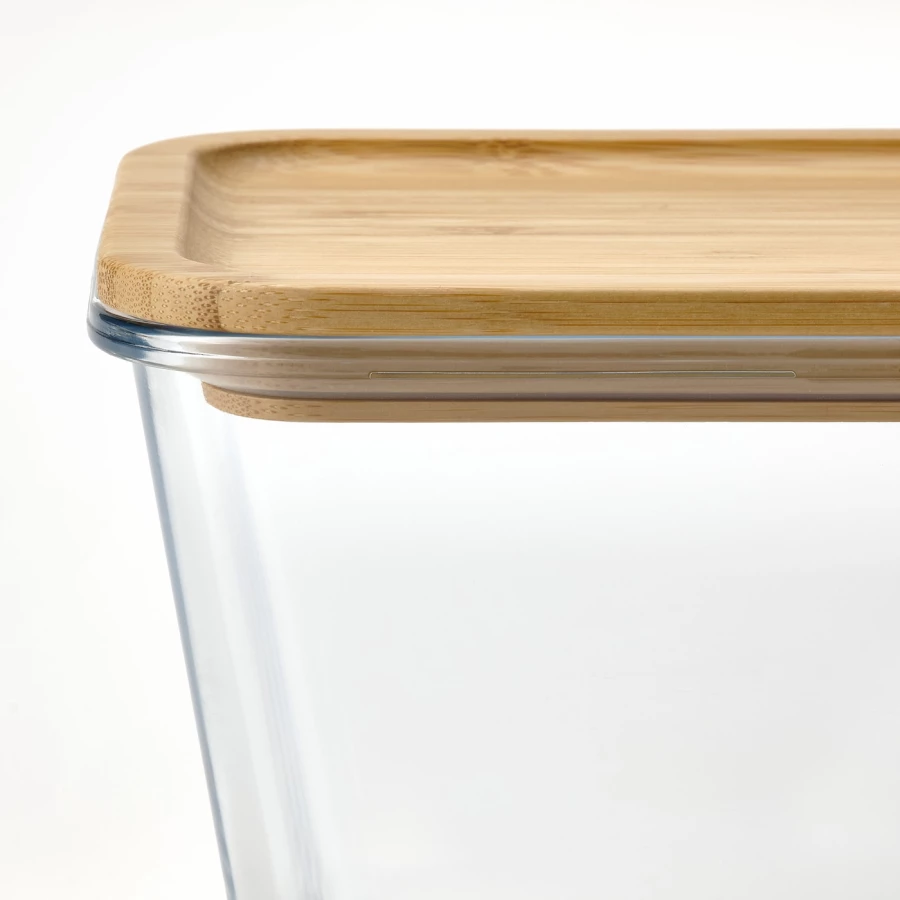 Контейнер для продуктов с крышкой - IKEA 365+, 21х15х12 см, стекло/бамбук, ИКЕА 365+ (изображение №4)