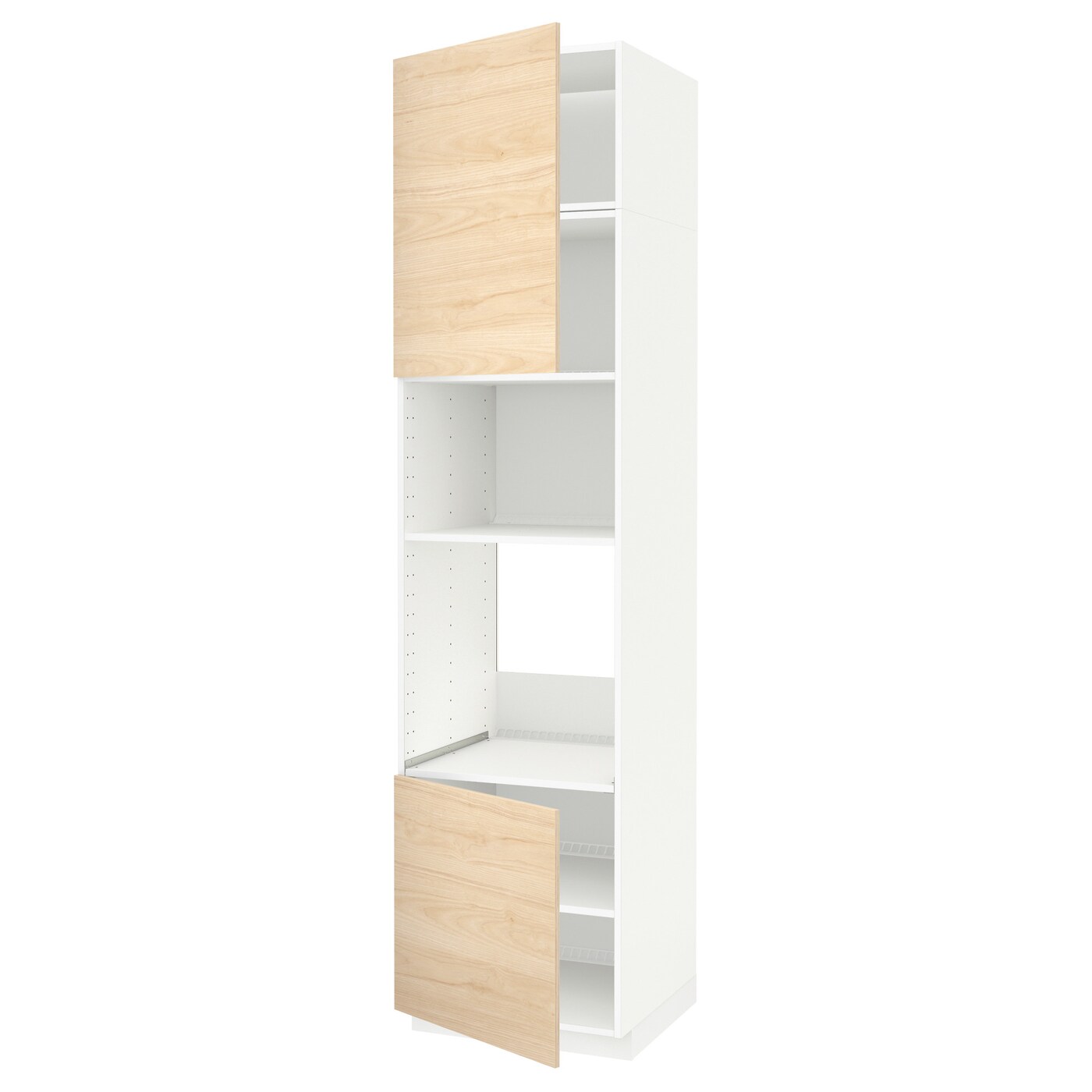 Кухонный шкаф-пенал - IKEA METOD/МЕТОД ИКЕА, 240х60х60 см, белый/под беленый дуб