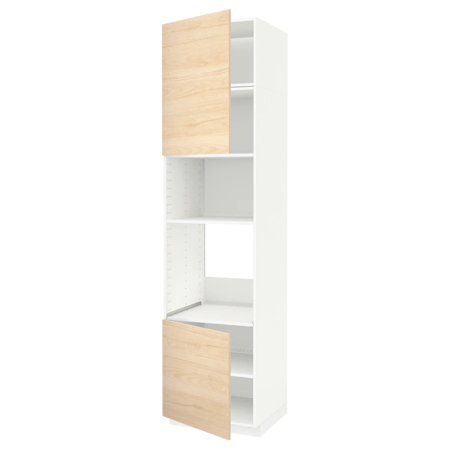 Кухонный шкаф-пенал - IKEA METOD/МЕТОД ИКЕА, 240х60х60 см, белый/под беленый дуб (изображение №1)