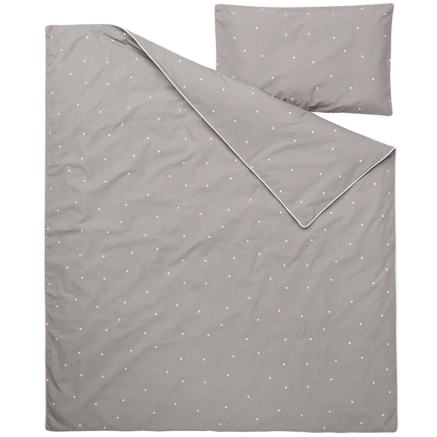 Пододеяльник/наволочка для детской кроватки - LENAST  IKEA/  ЛЕНАСТ ИКЕА,  110x125/35x55 см, серый (изображение №2)