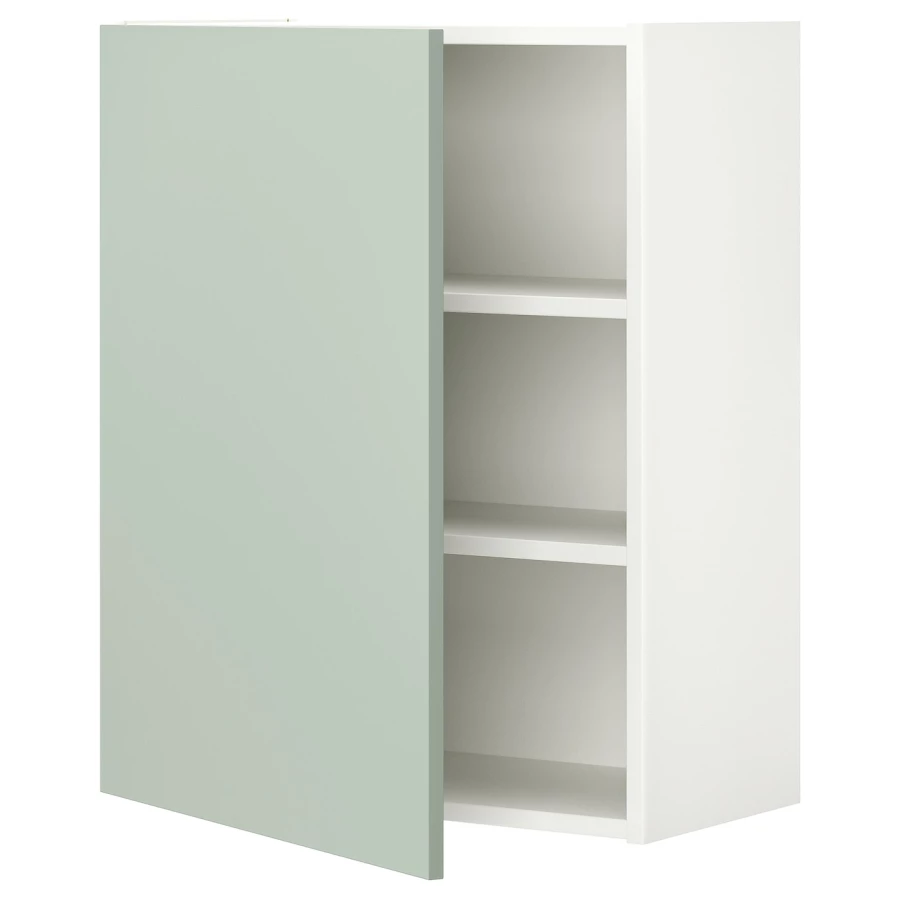 Навесной шкаф 2 полки/дверь - IKEA ENHET/ЭНХЕТ ИКЕА, 75х32х60 см, белый/зеленый (изображение №1)