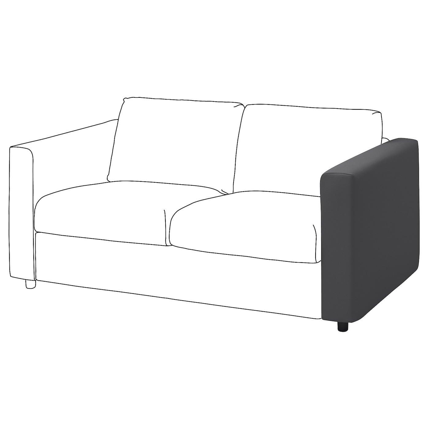 Подлокотник для дивана - IKEA VIMLE/ВИМЛЕ ИКЕА, 93х61х15 см, серый