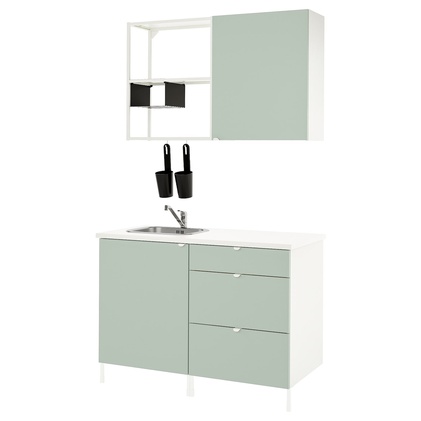 Кухня -  ENHET  IKEA/ ЭНХЕТ ИКЕА, 222х123 см, белый/зеленый