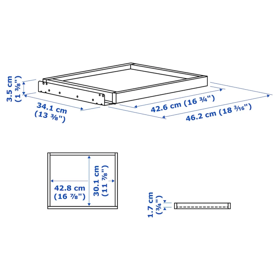 Выдвижной поднос - IKEA KOMPLEMENT/КОМПЛЕМЕНТ ИКЕА, 35х50 см, серый/бежевый (изображение №5)