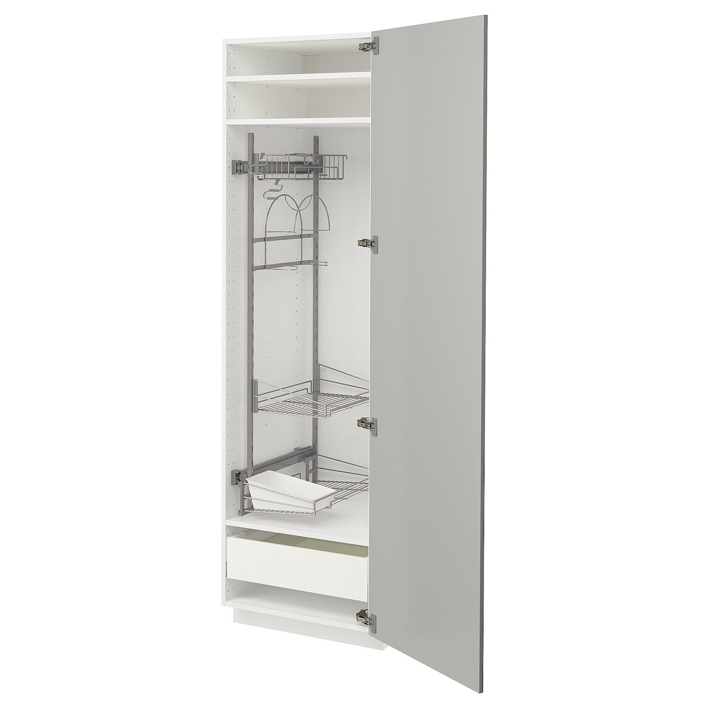 Высокий кухонный шкаф/бытовой - IKEA METOD/MAXIMERA/МЕТОД/МАКСИМЕРА ИКЕА, 200х60х60 см, белый/серый