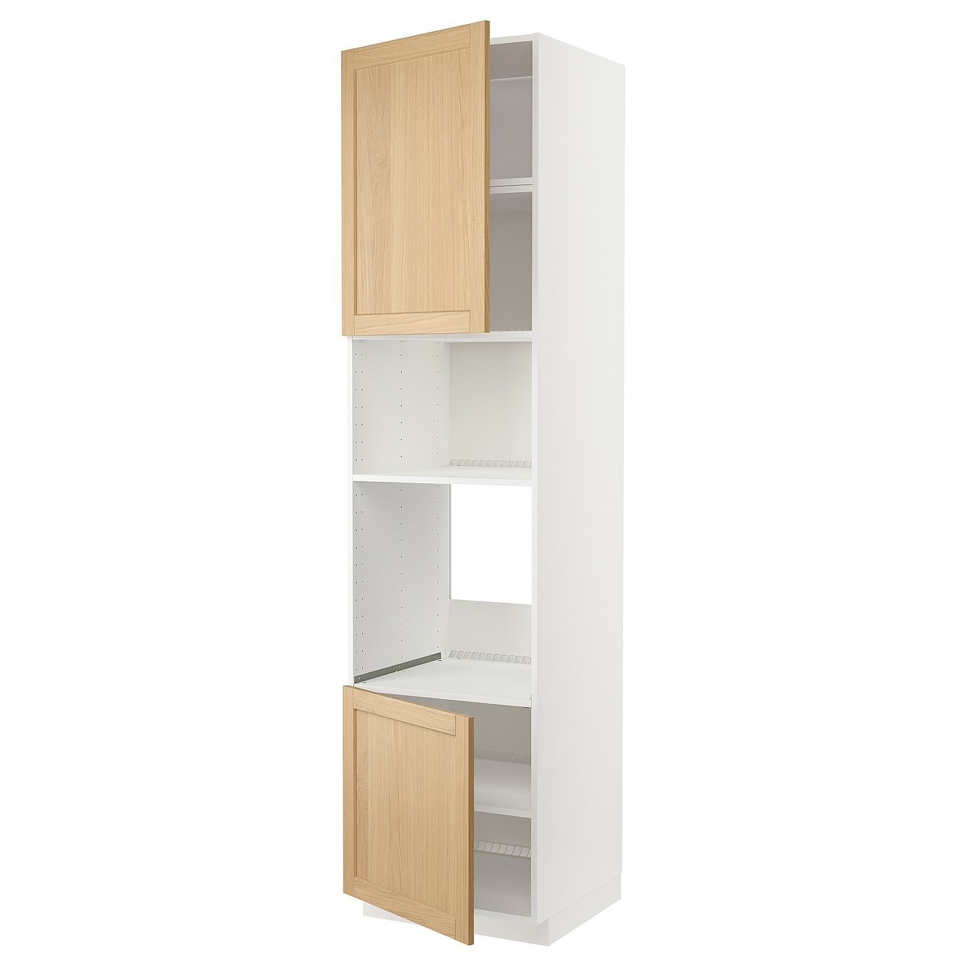 Высокий кухонный шкаф с полками - IKEA METOD/МЕТОД ИКЕА, 240х60х60 см, белый/светло-коричневый