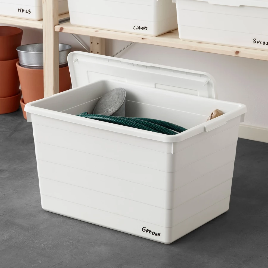 Коробка с крышкой - SOCKERBIT  IKEA/ СОККЕРБИТ ИКЕА,51х38х30 см, белый (изображение №4)