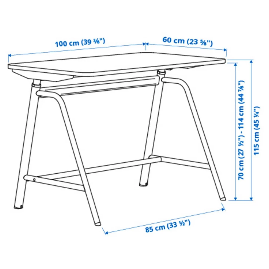 Регулируемый по высоте стол - IKEA GLADHÖJDEN/GLADHOJDEN, белый, 100х60х72-115 см, ГЛАДХОЙДЕН ИКЕА (изображение №5)