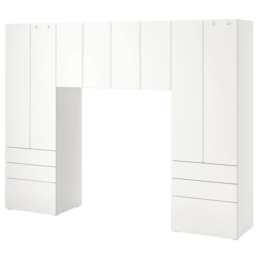 Детская гардеробная комбинация - IKEA PLATSA SMÅSTAD/SMASTAD, 181x42x240см, белый, ПЛАТСА СМОСТАД ИКЕА (изображение №1)