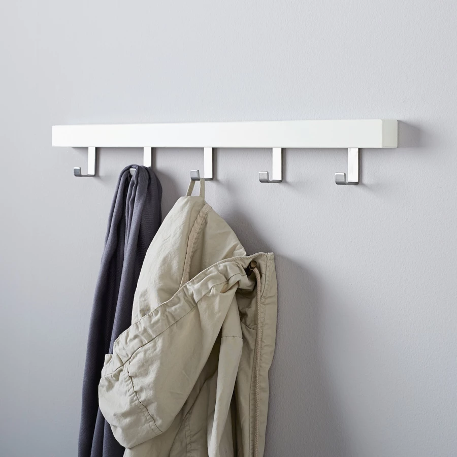 Вешалка настенная - IKEA TJUSIG/ЧУГИС ИКЕА, 8х60 см, белый (изображение №2)