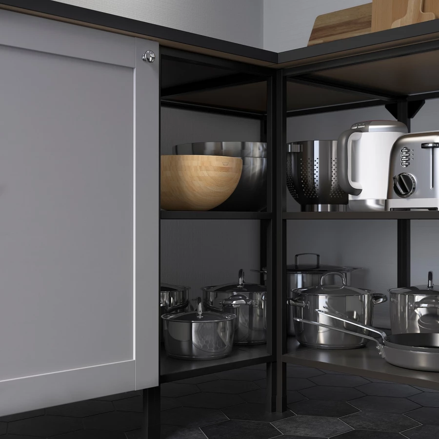 Угловая кухня -  ENHET  IKEA/ ЭНХЕТ ИКЕА, 181,5х75 см, белый/черный (изображение №11)