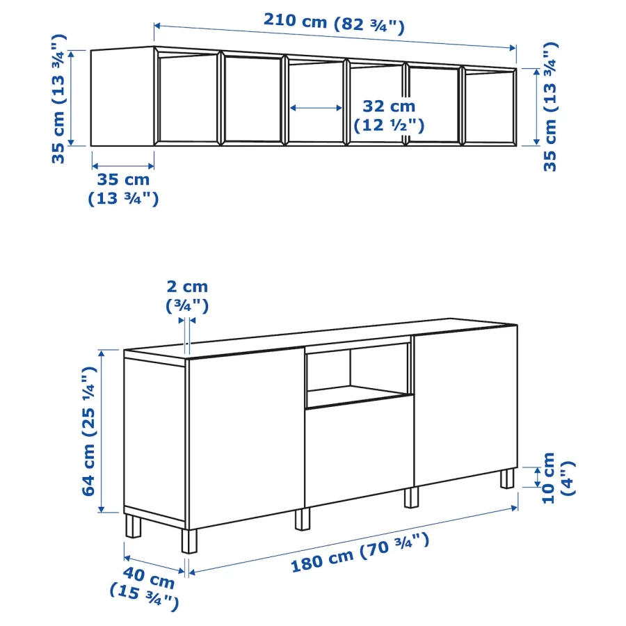 Комплект мебели д/гостиной  - IKEA BESTÅ/EKET, 210x40x220 см, белый, БЕСТО\ЭКЕТ ИКЕА (изображение №4)