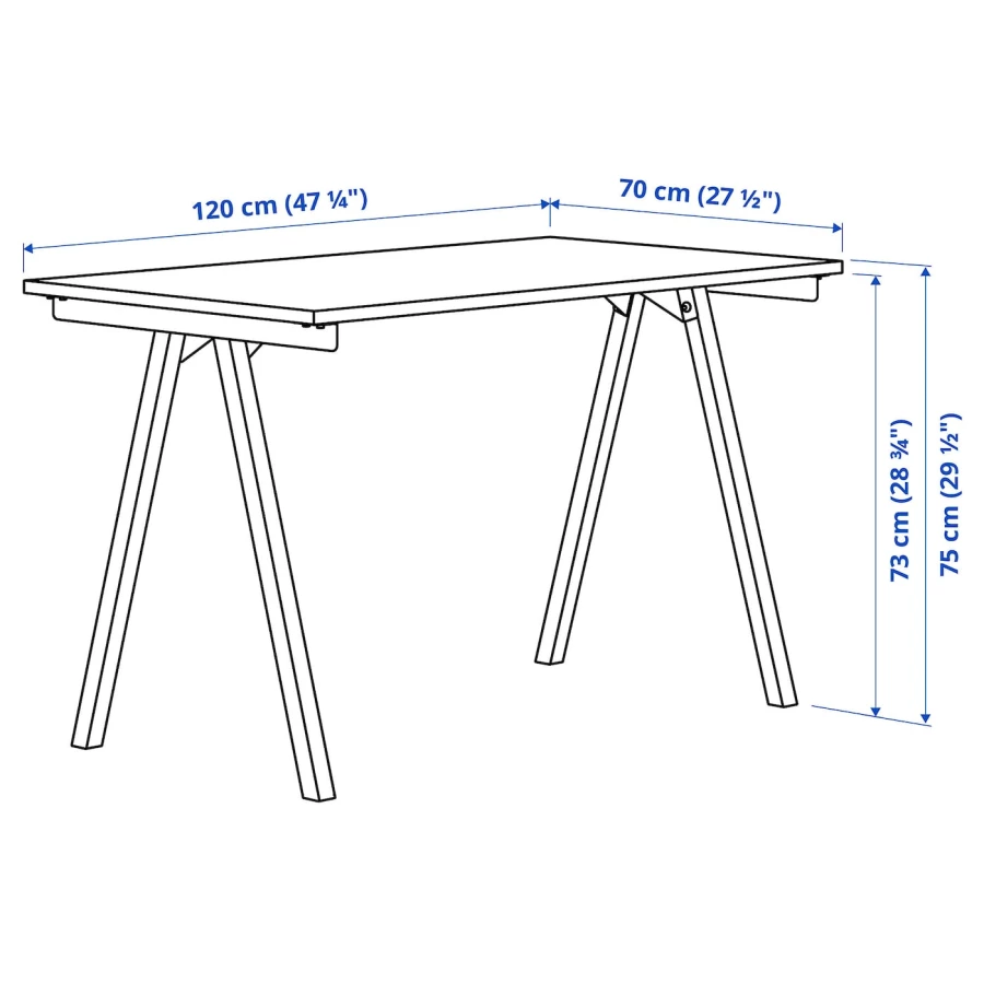 Письменный стол  - IKEA TROTTEN  /ТРОТТЕН ИКЕА, 120х75 см, белый (изображение №6)