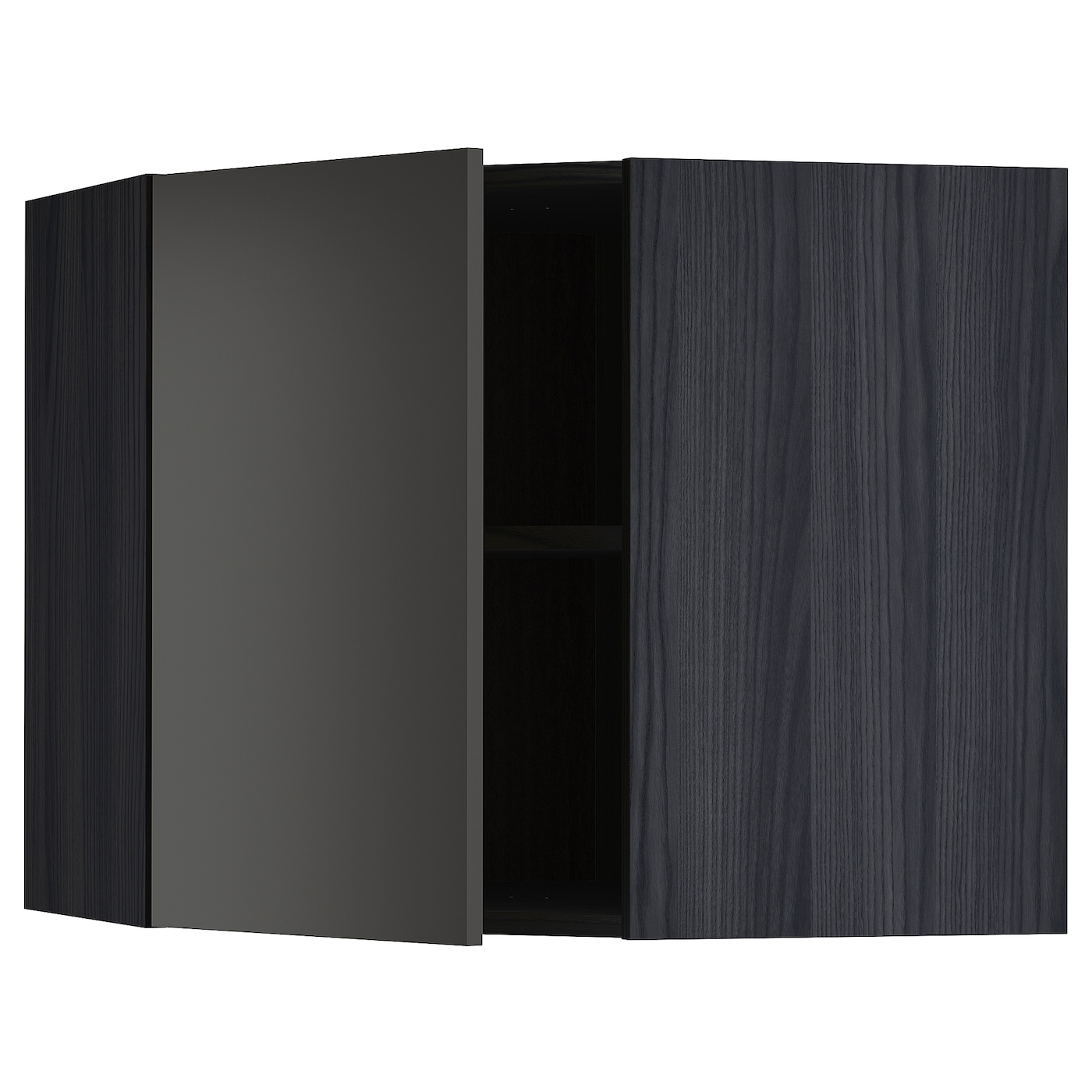 Угловой навесной шкаф с полками - METOD  IKEA/  МЕТОД ИКЕА, 60х68 см, черный
