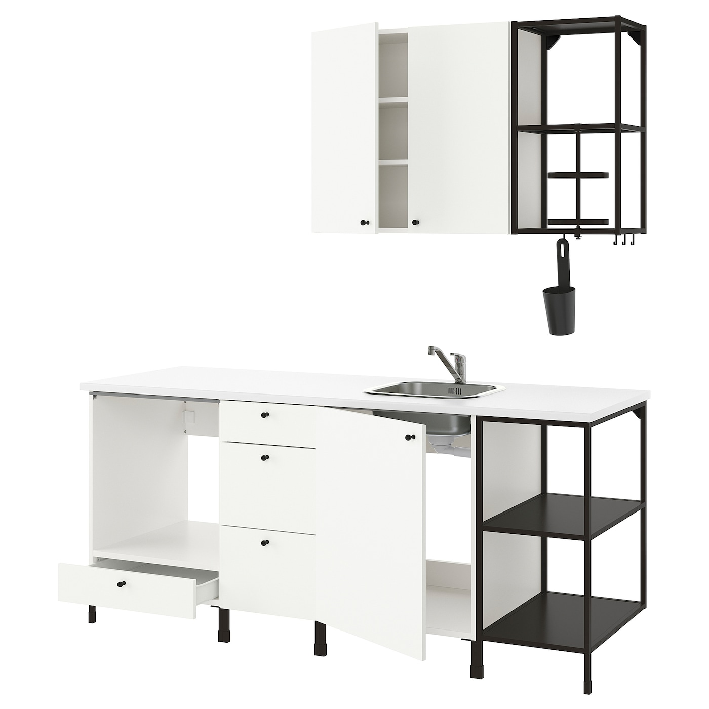 Кухня -  ENHET  IKEA/ ЭНХЕТ ИКЕА, 203х222 см, белый/черный