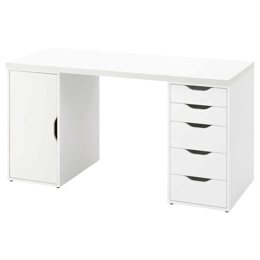 Письменный стол с ящиками - IKEA ALEX/АЛЕКС ИКЕА, 140x60 см, белый (изображение №1)