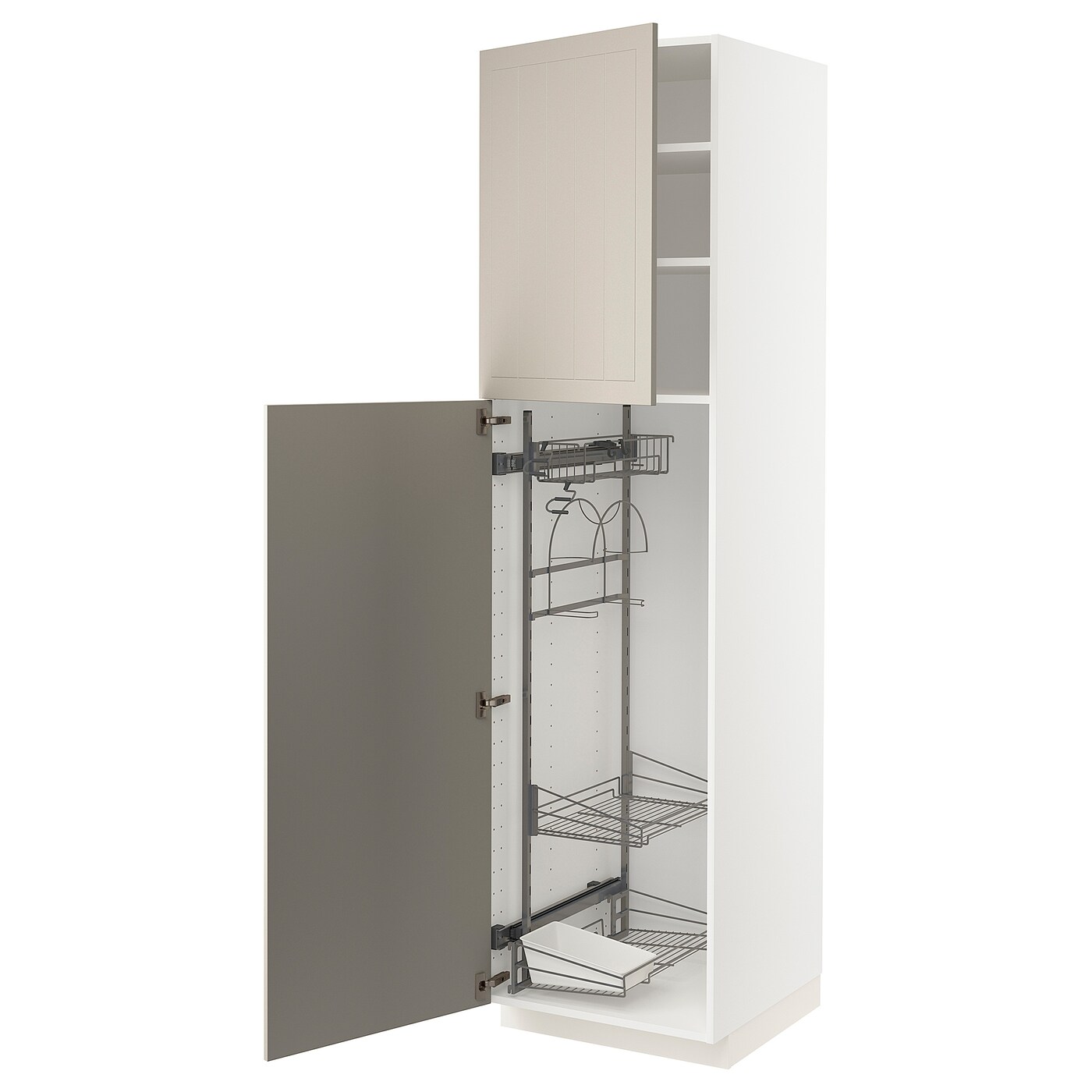 Высокий шкаф/бытовой - IKEA METOD/МЕТОД ИКЕА, 220х60х60 см, белый/бежевый