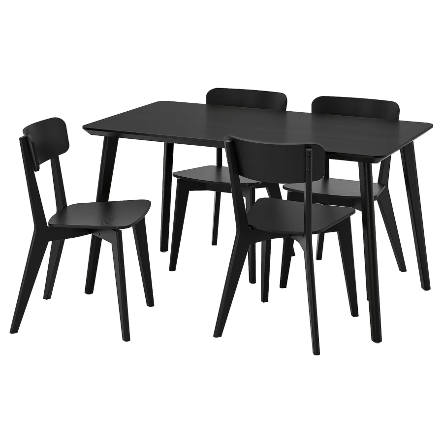 Стол и 4 стула - LISABO / LISABO IKEA/ ЛИСАБО ИКЕА, 140х78х74 см, черный (изображение №1)