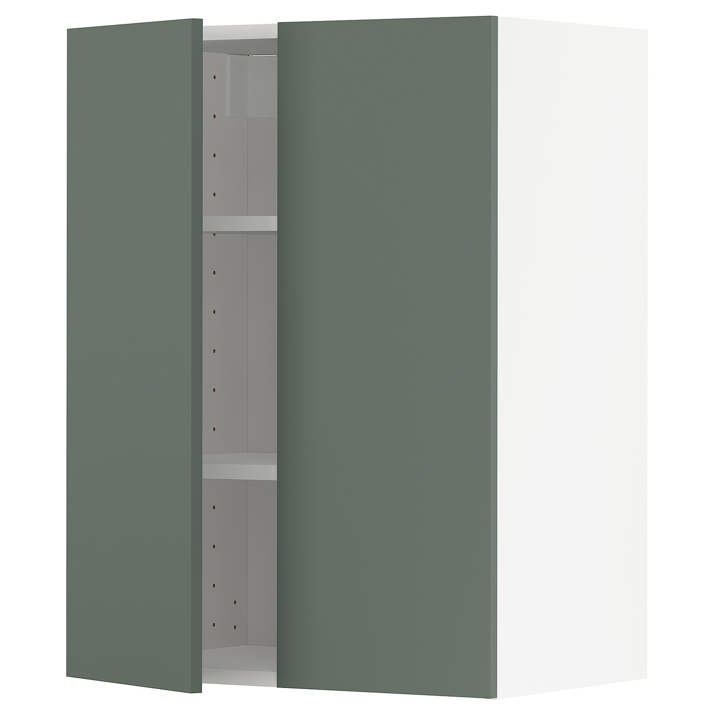 Навесной шкаф с полкой - METOD IKEA/ МЕТОД ИКЕА, 80х60 см, белый/темно-зеленый