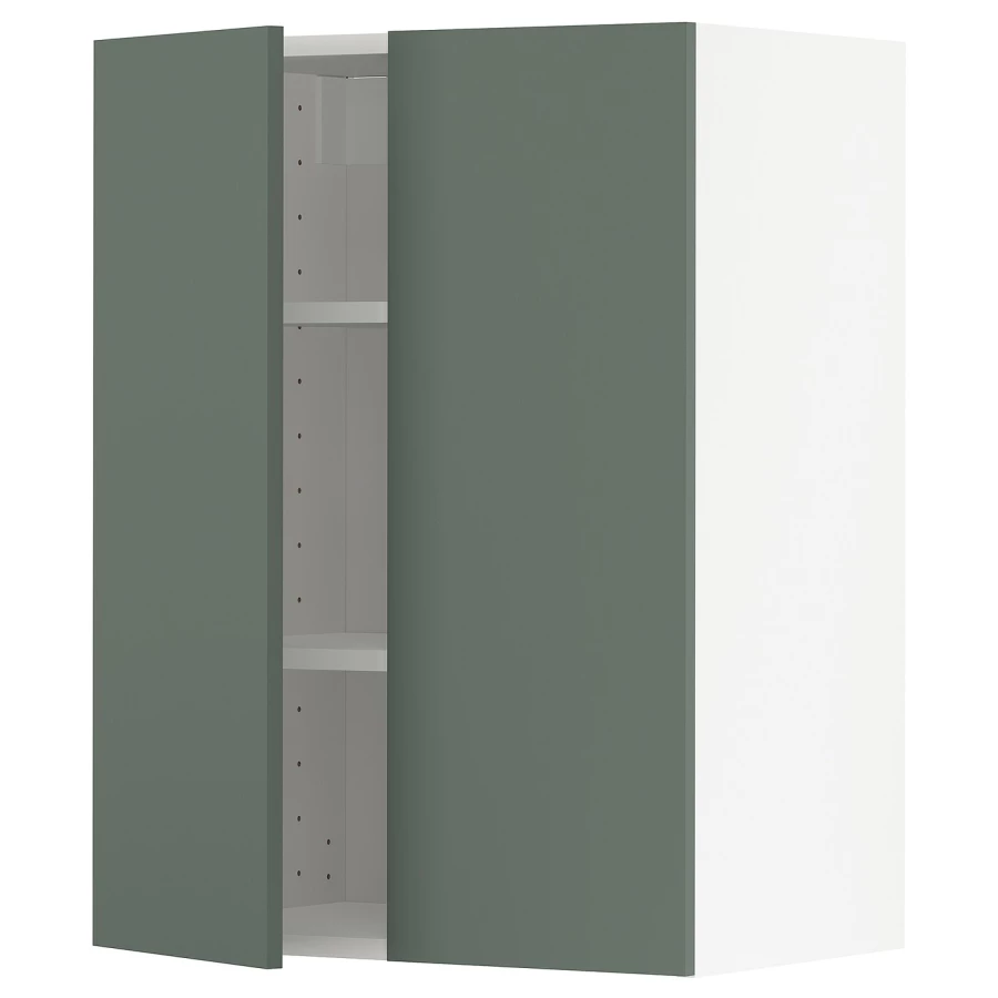 Навесной шкаф с полкой - METOD IKEA/ МЕТОД ИКЕА, 80х60 см, белый/темно-зеленый (изображение №1)