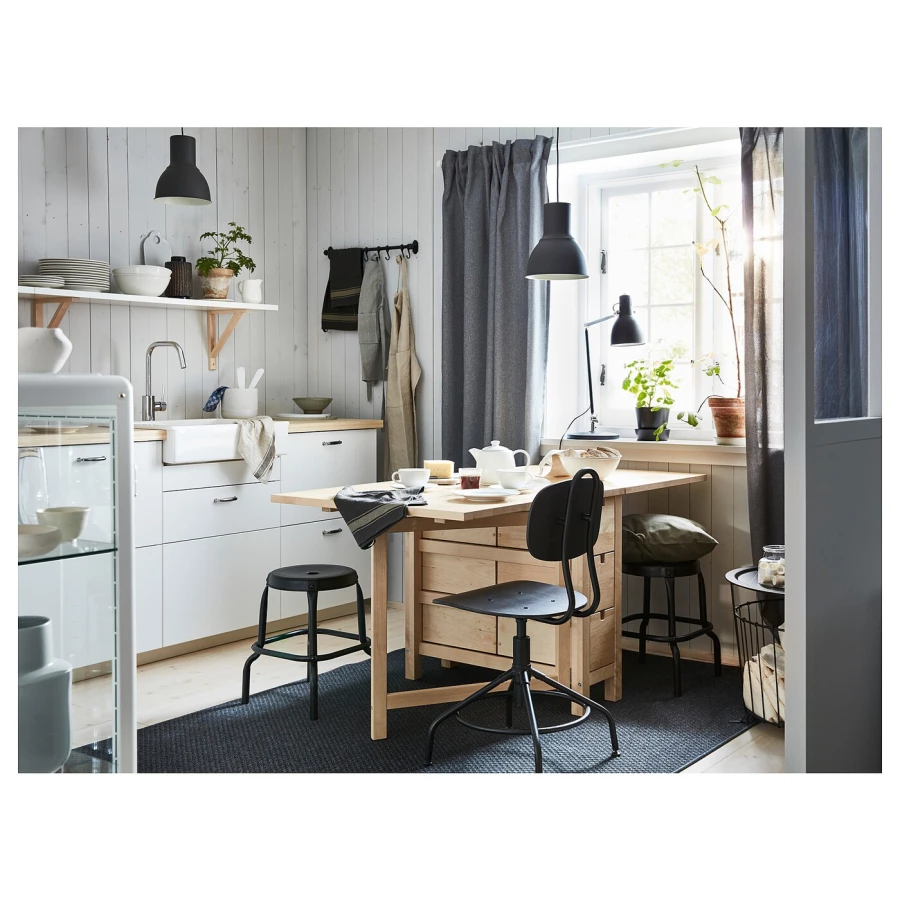 Раскладной кухонный стол - IKEA NORDEN, 152/89х80х74 см, дерево, НОРДЕН ИКЕА (изображение №4)