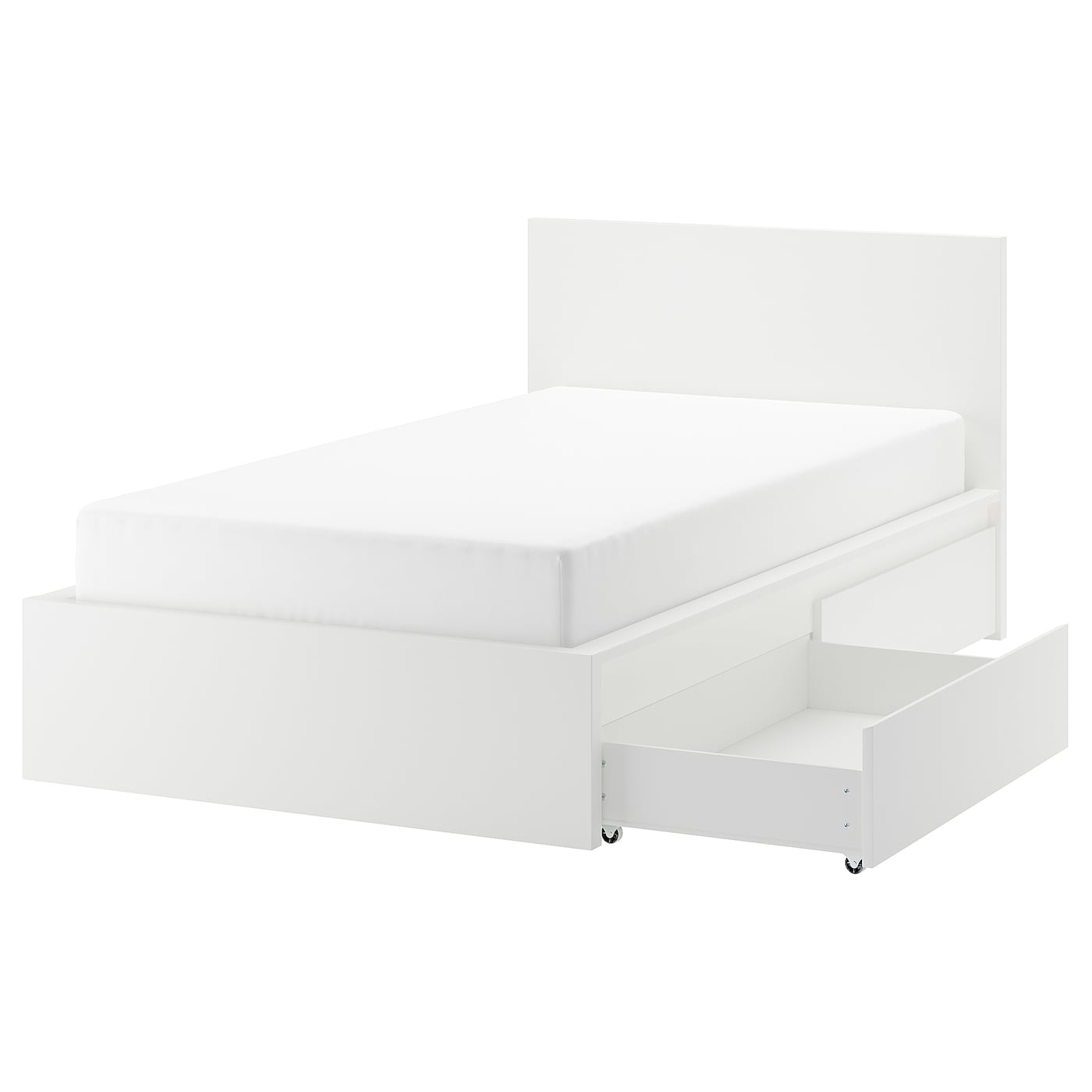 Каркас кровати с 2 ящиками для хранения - IKEA MALM/LURÖY/LUROY, 200х120 см, белый, МАЛЬМ/ЛУРОЙ ИКЕА