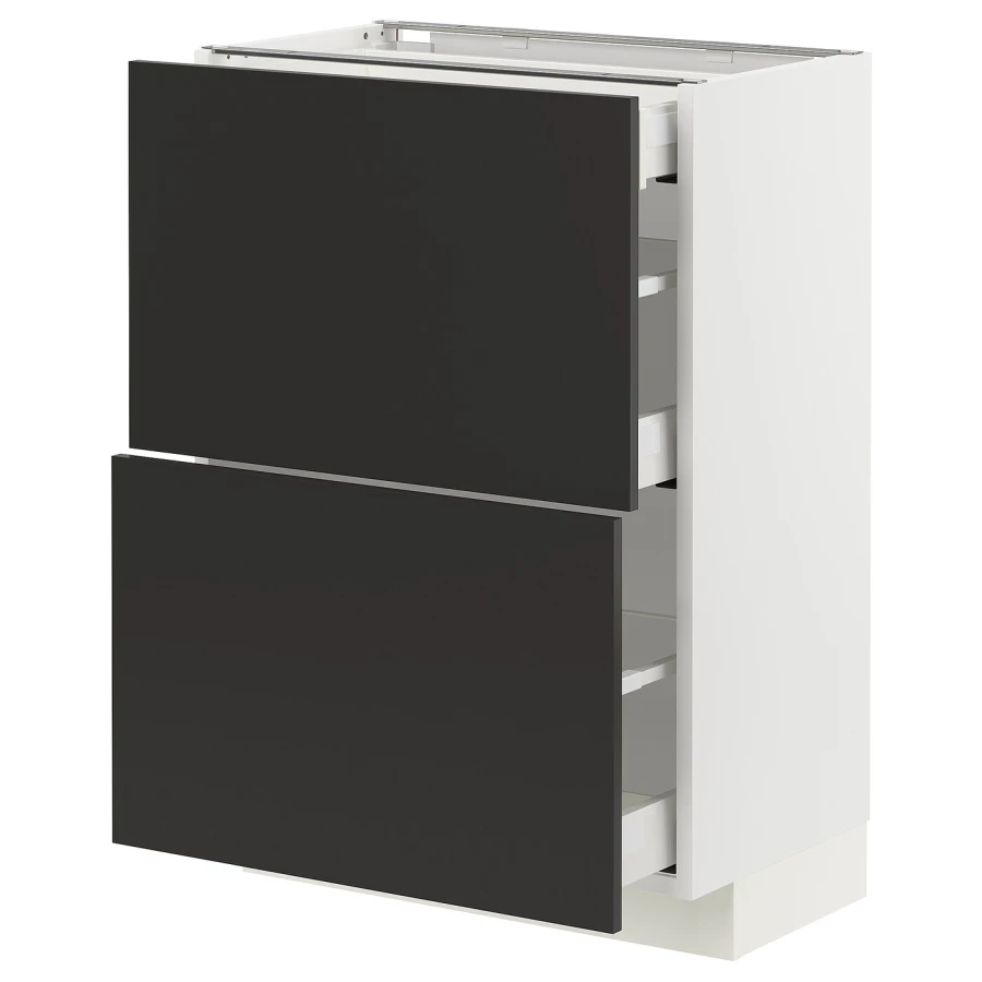 Нижний шкаф - METOD / MAXIMERA IKEA/ МЕТОД / МАКСИМЕРА ИКЕА, 88х60 см, белый/черный (изображение №1)