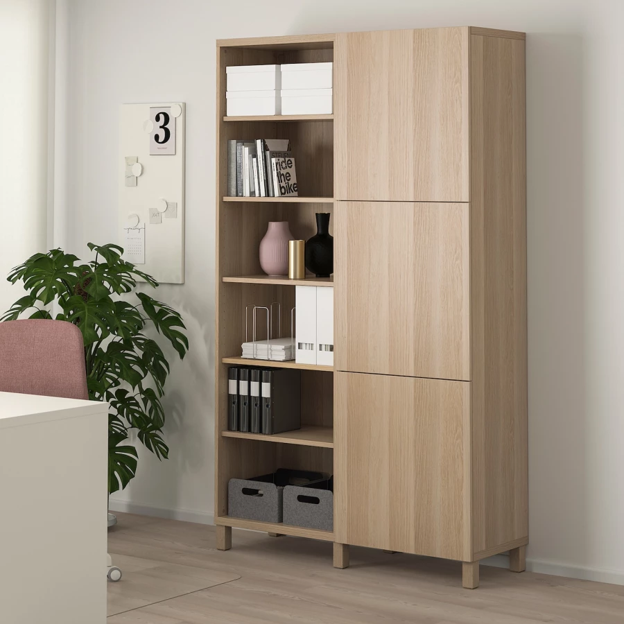 Книжный шкаф с дверцей - IKEA BESTA, 120x42x202 см, коричневый, БЕСТА ИКЕА (изображение №6)
