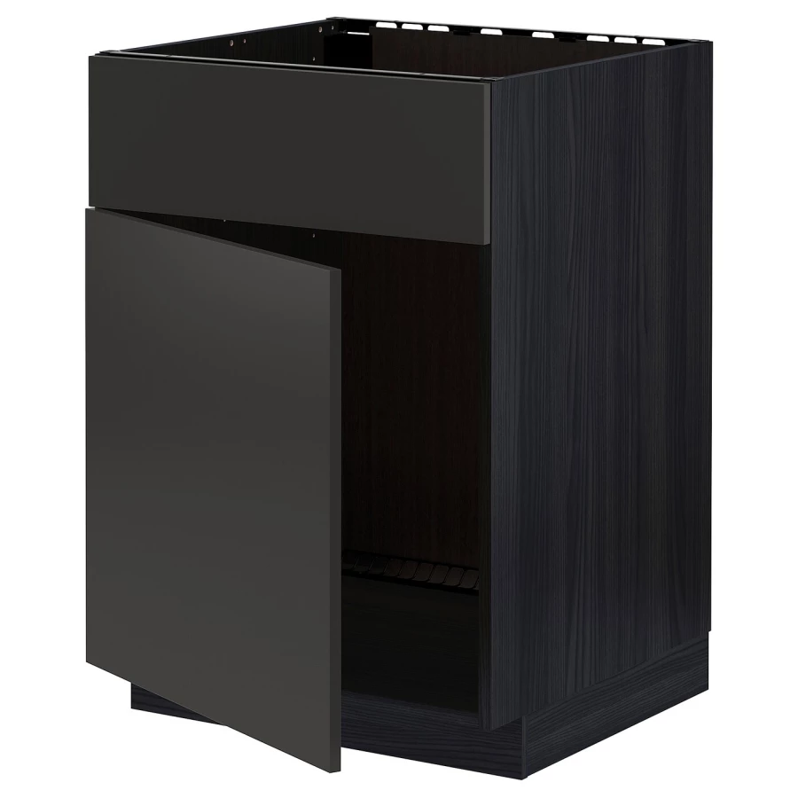 Напольный кухонный шкаф  - IKEA METOD, 88x62x20см, черный, МЕТОД ИКЕА (изображение №1)