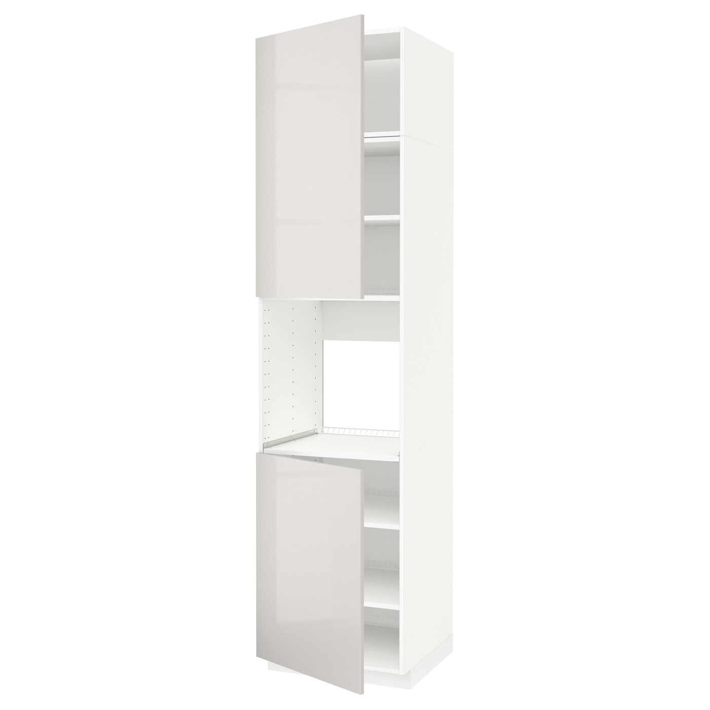Кухонный шкаф-пенал - IKEA METOD/МЕТОД ИКЕА, 240х60х60 см, белый/светло серый глянцевый