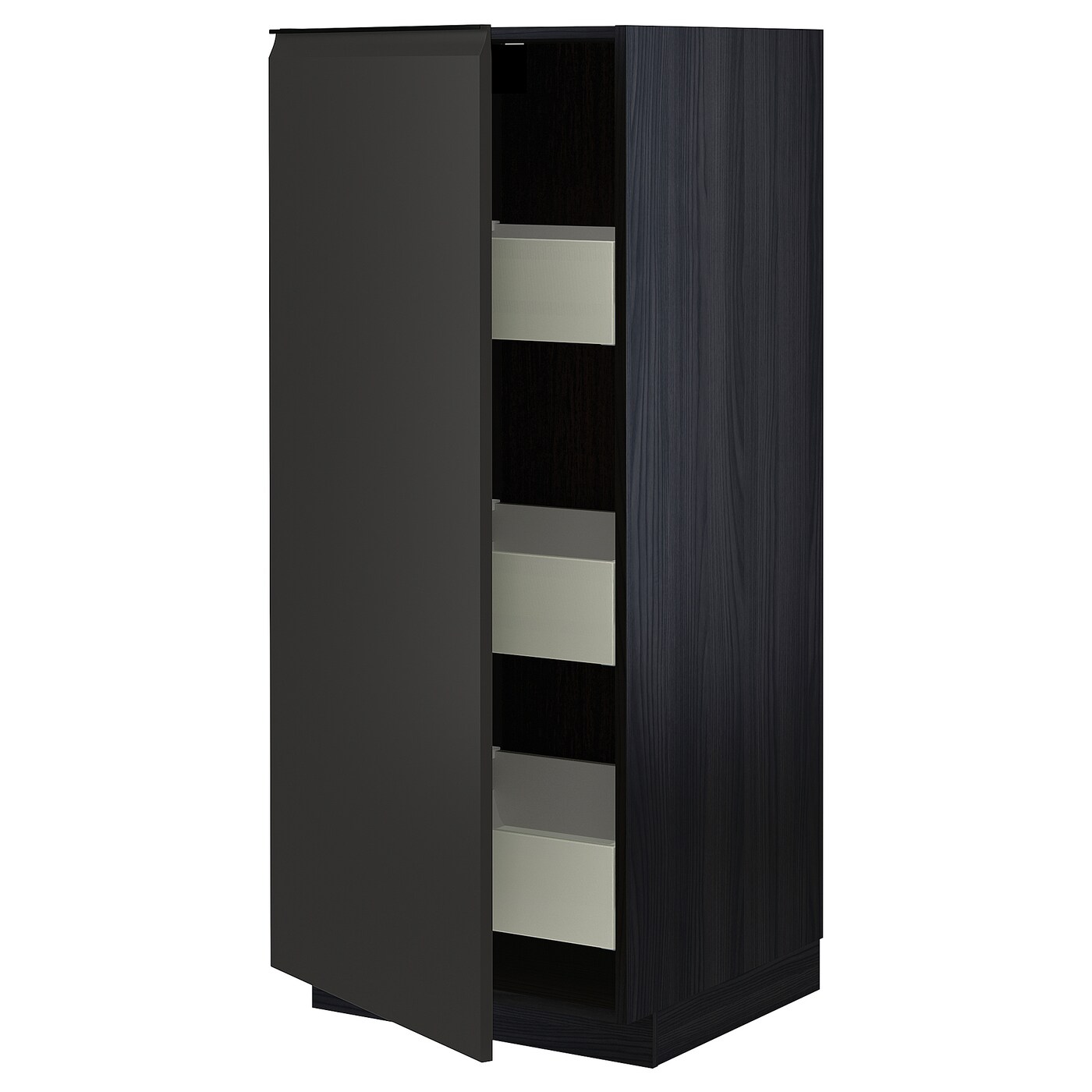 Высокий шкаф с ящиками - IKEA METOD/MAXIMERA/МЕТОД/МАКСИМЕРА ИКЕА, 140х60х60 см, черный