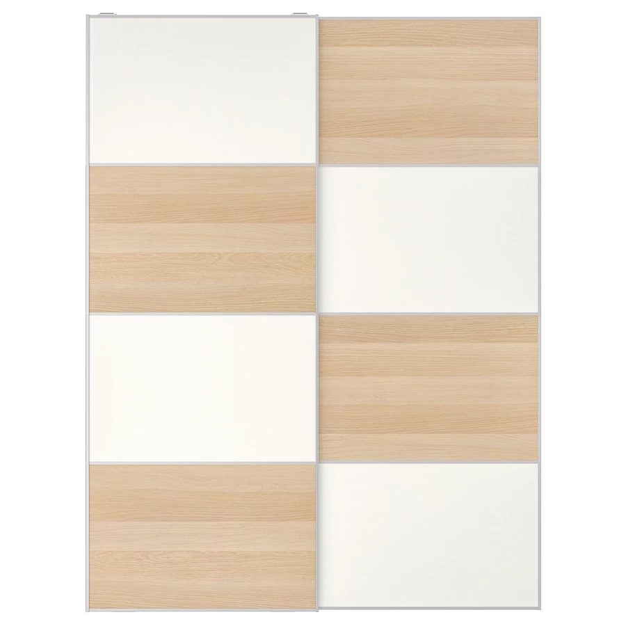 Пара раздвижных дверных рам - IKEA MEHAMN /МЕХАМН ИКЕА, 150х201 см, белый / бежевый (изображение №1)