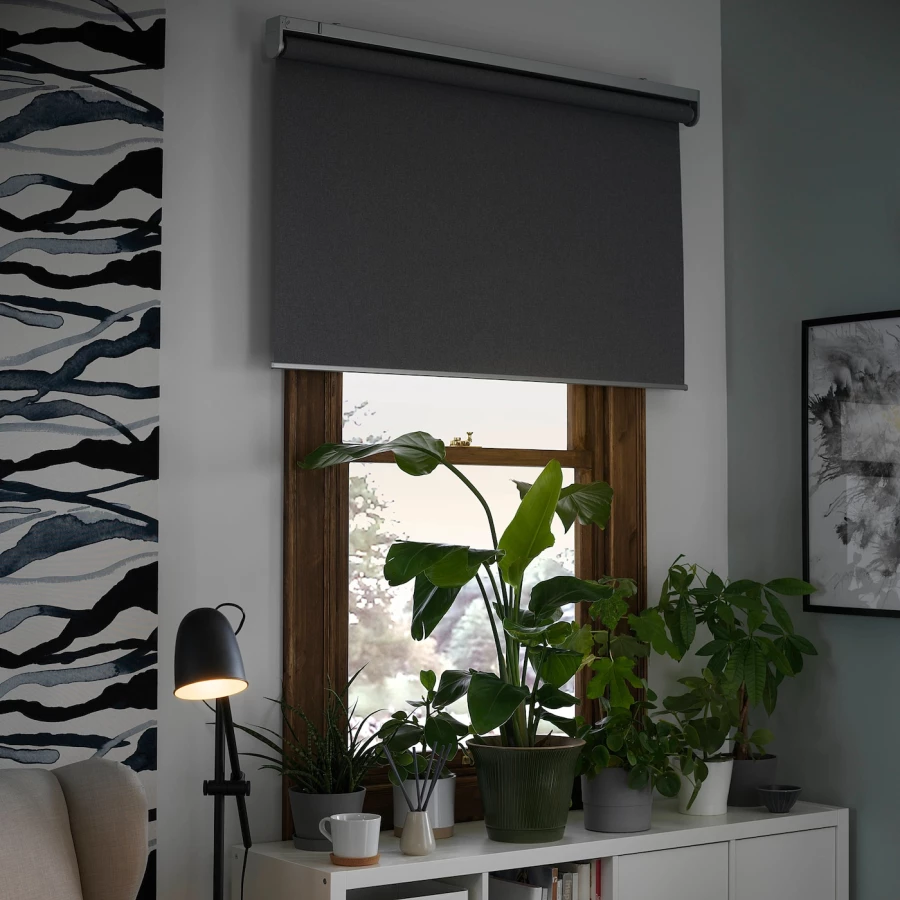 Рулонная штора (blackout) - IKEA FYRTUR, 195х120 см, серый, ФЮРТЮР ИКЕА (изображение №8)