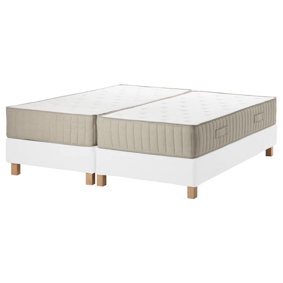 Континентальная кровать - IKEA ESPEVÄR/VATNESTRÖM/ESPEVAR/VATNESTROM, 200х180 см, матрас средней-жесткий, белый, ЭСПЕВАР/ВАТНЕСТРЁМ/ВАТНЕСТРЕМ ИКЕА (изображение №1)